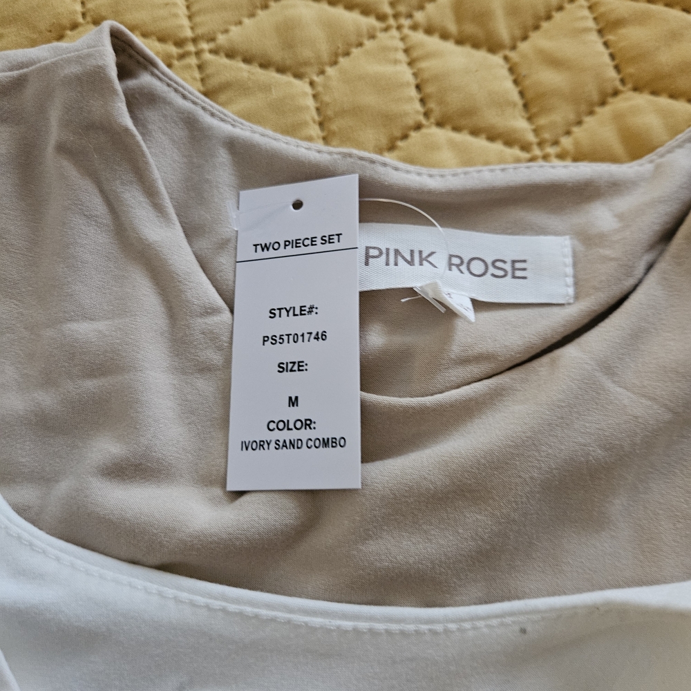 Pink Rose Two Piece Set in Ivory Sand